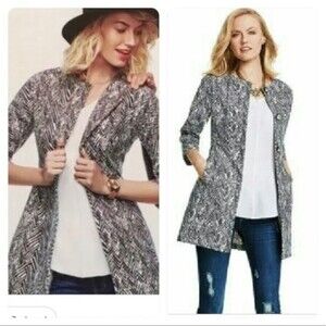 Cabi Women's Gray & White Zig Zag Zebra Ponte Knit Jacket Style #3034  XSmall